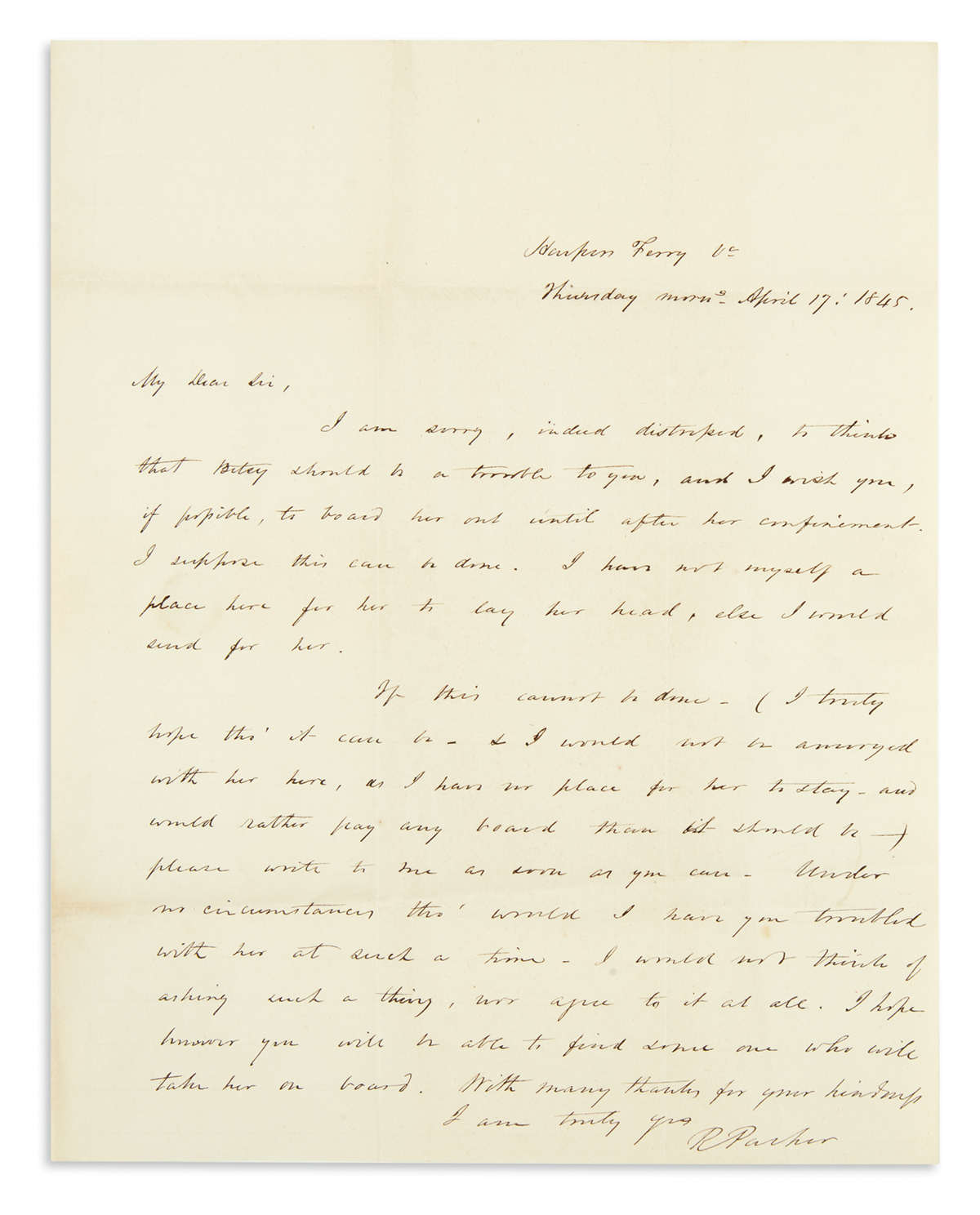 (SLAVERY AND ABOLITION.) Parker, Richard. Group of letters discussing his slaves, and recommending him for his judgeship.